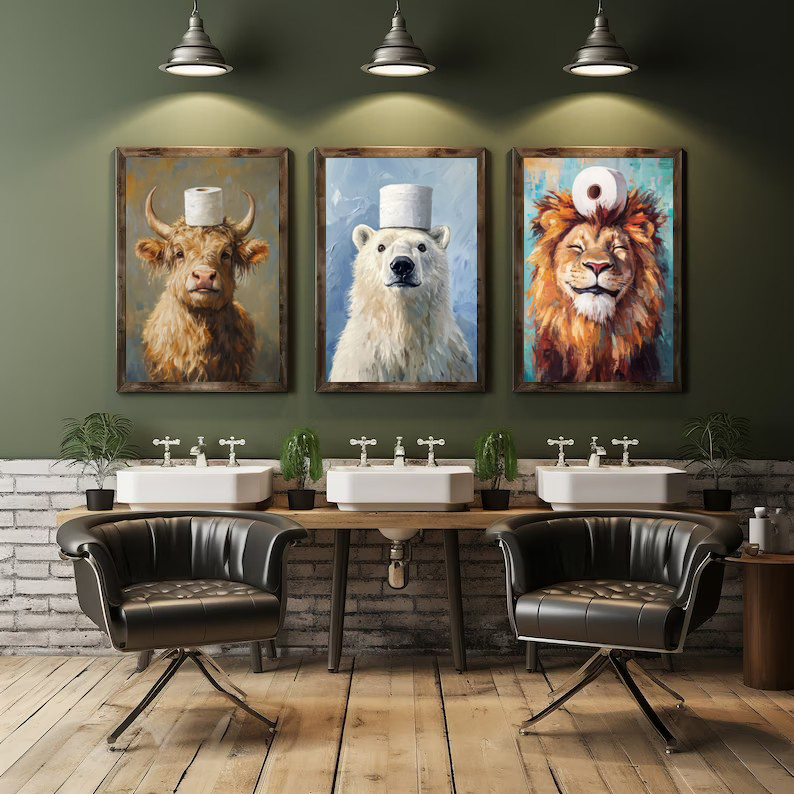 Cartoon Cute Funny Animals wit - Resin Art On Canvas recension och pris