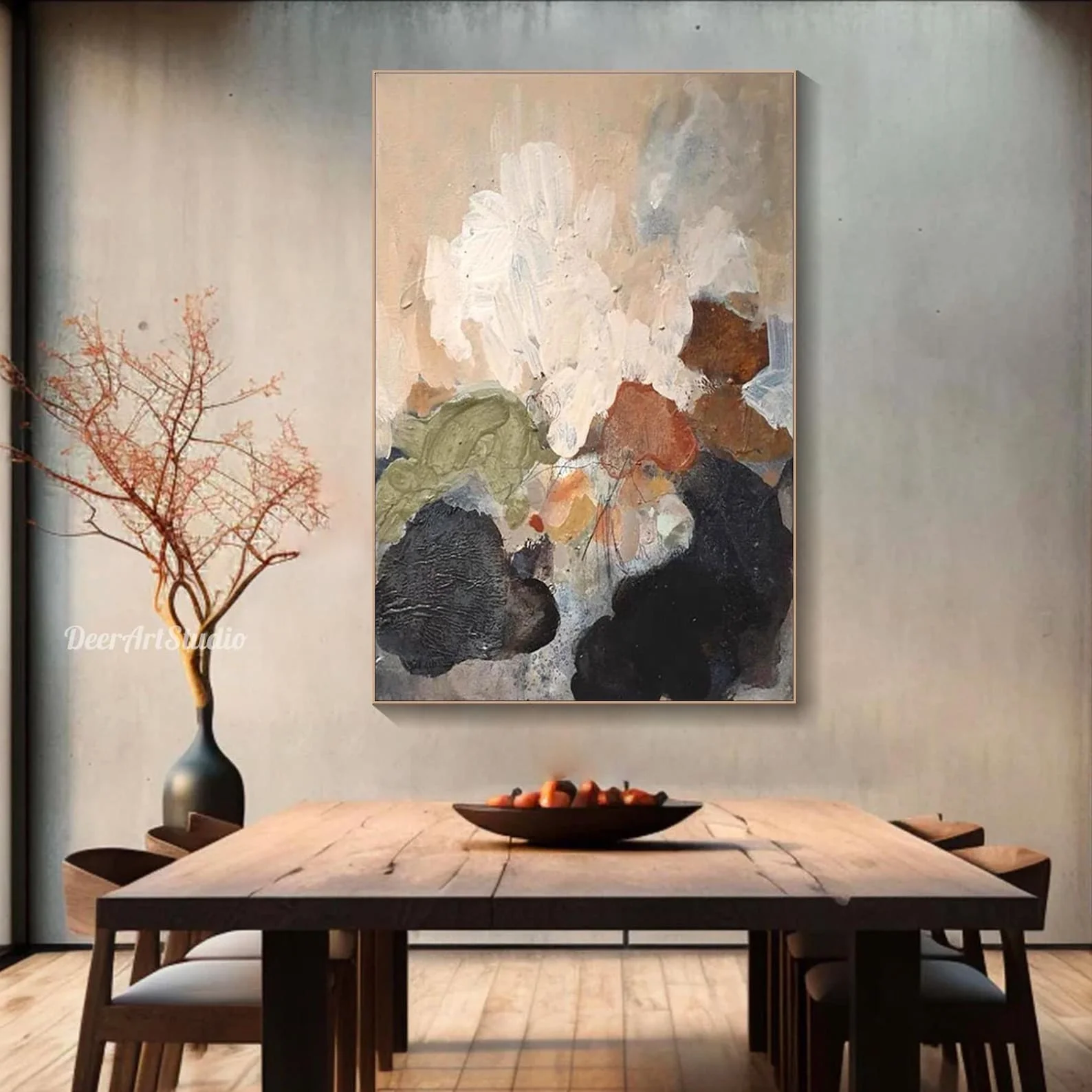Mhemyo Earth Tone Minimalist A - Resin Art On Canvas recension och pris