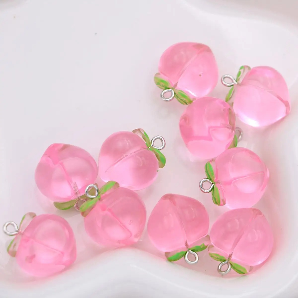 10Pcs Mini 3D Pink Peach Fruit - Resin Art Bracelet recension och pris